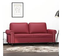 WHOPBXGAD Sofá 2 Plazas Cuero Sintético Rojo Vino 140 cm Moderno Elegante para Sala de Estar Comedor Resistente al Desgaste Fácil Limpieza Cómodo Acolchado