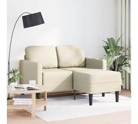 WHOPBXGAD Sofa 2 Plazas L Shape Chaise Longue Moderno Salon Crema 125 cm Cuero Sintético Resistente Acolchado Espuma Confortable Espacios Pequeños Living