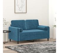 WHOPBXGAD Sofa 2 Seater Blue Velvet Cushions 120 cm Modern Living Room Furniture with Removable Covers, Comfortable Seating for Relaxing and Entertaining Guests