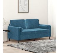WHOPBXGAD Sofa 2 Seater Blue Velvet Cushions 140cm Modern Design Living Room Furniture with Removable Covers, Sturdy Metal Frame for Comfortable Relaxation and TV Watching