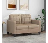 WHOPBXGAD Sofa 2 Seater Synthetic Leather Cappuccino Color 120cm Width Modern Living Room Furniture with Thick Cushions Durable Metal Frame for Relaxing Watching TV