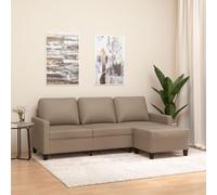 WHOPBXGAD Sofá 3 Plazas con Taburete Capuchino 180 cm Cuero Sintético Resistente a Manchas, Estructura Robusta de Madera y Metal, Diseño Moderno para Sala de Estar y Comedor