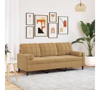 WHOPBXGAD Sofa 3 Seater 180cm Brown Velvet Cushions Modern Living Room Furniture with Removable Covers Comfortable Lounge Sofa for Home