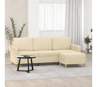 WHOPBXGAD Sofa 3 Seater Cream Fabric with Ottoman 180cm, Modern Living Room Furniture, Comfortable Couch with Footstool for Relaxing and TV Watching, Durable Structure