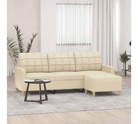 WHOPBXGAD Sofa 3 Seater Cream Fabric with Ottoman 180cm, Modern Living Room Furniture for Relaxing and Entertaining, Durable Textile with Sturdy Wood Frame and Comfortable Foam Cushions