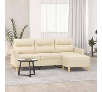 WHOPBXGAD Sofa 3 Seater Cream Fabric with Ottoman 180cm, Modern Living Room Furniture for Relaxing and Entertaining, Durable Textile with Sturdy Wood Frame and Comfortable Foam Cushions