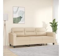 WHOPBXGAD Sofa 3 Seater Cream Microfiber Fabric 180cm Modern Living Room Furniture Comfortable Couch for Relaxing Watching TV Reading Durable Stain Resistant