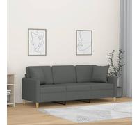 WHOPBXGAD Sofa 3 Seater Dark Gray Fabric Cushions 180cm Modern Living Room Furniture with PP Cotton Filled Pillows Durable Metal Frame Comfortable for Relaxing