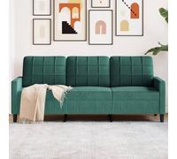 WHOPBXGAD Sofa 3 Seater Dark Green Velvet 180cm Modern Living Room Furniture with Soft Cushions, Metal Frame and Comfortable Design for Relaxing and Entertaining