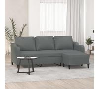 WHOPBXGAD Sofa 3 Seater with Ottoman Dark Gray Fabric 180 cm Living Room Furniture Modern Design Comfortable Couch for Home Lounge Relaxation