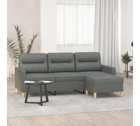 WHOPBXGAD Sofa 3 Seater with Ottoman Dark Gray Fabric 180cm Width Modern Living Room Furniture Comfortable Durable Couch for Home Lounge Relaxation