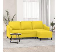 WHOPBXGAD Sofa 3 Seater with Ottoman Light Yellow Fabric 180cm Modern Living Room Furniture Durable Upholstery Comfortable Couch for Home Lounge Relaxation