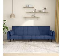 WHOPBXGAD Sofa Bed 2 Seater Convertible Guest Bed with Blue Fabric and 2 Pillows, Perfect for Small Apartments and Living Rooms, Easy Assembly, Comfortable Sleeping Solution