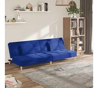 WHOPBXGAD Sofa Bed 2 Seater Convertible Guest Bed with Blue Fabric and 2 Pillows, Wood Frame Structure, Perfect for Small Apartments and Living Rooms, Comfortable Sleeper Couch with Easy Assembly