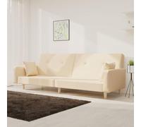 WHOPBXGAD Sofa Bed 2 Seater Convertible Guest Bed with Cream Fabric and 2 Pillows, Multifunctional Furniture for Living Room, Small Spaces, Easy Assembly, Comfortable Sleeping Solution