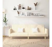 WHOPBXGAD Sofa Bed 2 Seater Convertible Guest Bed with Cream Fabric Upholstery, Wood Frame Structure, Perfect for Small Apartments Living Rooms, Easy Assembly Multifunctional Furniture