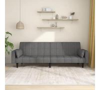 WHOPBXGAD Sofa Bed 2 Seater Convertible Guest Bed with Light Gray Fabric, 2 Pillows, Wood Frame for Living Room, Small Spaces, Easy Assembly, Comfortable Sleeping Solution