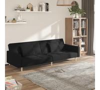 WHOPBXGAD Sofa Bed 2 Seater Convertible Guest Bed with Pillows, Black Fabric Modern Design for Living Room, Small Apartments and Office Space, Easy Assembly, Comfortable Sleeping Solution