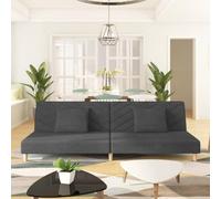 WHOPBXGAD Sofa Bed 2 Seater Convertible Guest Bed with Pillows, Dark Gray Fabric Upholstery, Space Saving Furniture for Living Room, Apartment, Office