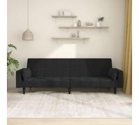 WHOPBXGAD Sofa Bed 2 Seater Convertible Velvet Black with Pillows for Living Room Small Space Guest Bed Modern Furniture Comfortable Sleeping Solution