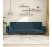 WHOPBXGAD Sofa Bed 2 Seater Convertible Velvet Blue with Pillows Guest Bed for Small Spaces Living Room Apartment Office Comfortable Sleeping Solution