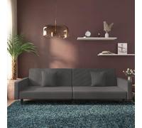 WHOPBXGAD Sofa Bed 2 Seater Convertible Velvet Dark Gray Guest Bed with Pillows for Living Room Small Space Apartment Office