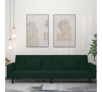 WHOPBXGAD Sofa Bed 2 Seater Convertible Velvet Green Dark with Pillows Guest Bed for Living Room Bedroom Apartment Office Space Saving Furniture