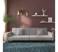 WHOPBXGAD Sofa Bed 2 Seater Convertible Velvet Light Gray with Pillows, Guest Bed for Small Spaces, Living Room, Office, Easy Assembly, Comfortable Foam Cushion, Modern Furniture