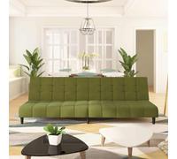 WHOPBXGAD Sofa Bed 2 Seater Convertible Velvet Light Green Guest Bed for Living Room Apartment Small Space with Comfortable Seat and Solid Wood Structure