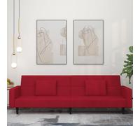 WHOPBXGAD Sofa Bed 2 Seater Convertible Velvet Red Wine Guest Bed with Pillows for Living Room Small Space Apartment Office Modern Furniture