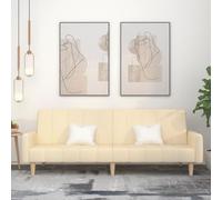 WHOPBXGAD Sofa Bed 2 Seater Cream Fabric Convertible Guest Bed with Wood Frame for Living Room Small Space, Comfortable Sleeper Couch with Soft Upholstery