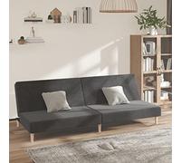 WHOPBXGAD Sofa Bed 2 Seater Dark Gray Fabric Convertible Guest Bed with Wood Frame for Living Room Small Space Apartment Office Comfortable Sleeping Solution
