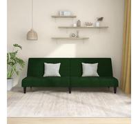 WHOPBXGAD Sofa Bed 2 Seater Dark Green Velvet Convertible Guest Bed with Wood Frame for Living Room Small Space Apartment Office Comfortable Seating Sleeping Solution
