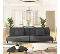 WHOPBXGAD Sofa Bed 2 Seater Velvet Convertible Guest Bed with Pillows, Dark Gray Fabric Upholstery, Space Saving Furniture for Living Room, Apartment, Office
