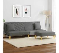 WHOPBXGAD Sofa Bed 2 Seater with Ottoman and Pillows Dark Grey Fabric Convertible Guest Bed for Living Room and Small Spaces Durable Adjustable Backrest