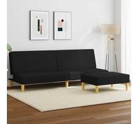 WHOPBXGAD Sofa Bed 2 Seater with Ottoman Black Fabric Convertible Sleeper Couch for Small Spaces Guest Room Living Room Modern Furniture with Adjustable Backrest