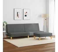 WHOPBXGAD Sofa Bed 2 Seater with Ottoman Dark Gray Fabric Convertible Guest Bed Living Room Furniture Adjustable Backrest Durable Material