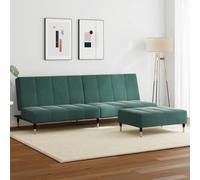WHOPBXGAD Sofa Bed 2 Seater with Ottoman Dark Green Velvet Convertible Guest Bed for Living Room Bedroom, Easy Assembly, Comfortable Foam Cushion, Space Saving Furniture