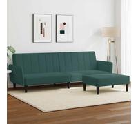 WHOPBXGAD Sofa Bed 2 Seater with Ottoman Dark Green Velvet Convertible Guest Bed Living Room Furniture Adjustable Backrest Durable Material