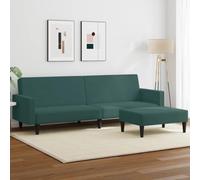 WHOPBXGAD Sofa Bed 2 Seater with Ottoman Dark Green Velvet Convertible Guest Bed Living Room Furniture Adjustable Backrest Durable Material