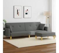 WHOPBXGAD Sofa Bed 2 Seater with Ottoman Dark Grey Fabric Convertible Guest Bed Living Room Furniture Adjustable Backrest Durable Material