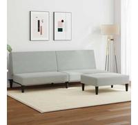 WHOPBXGAD Sofa Bed 2 Seater with Ottoman Light Gray Velvet Convertible Guest Bed Living Room Furniture Adjustable Backrest Durable Material Comfortable
