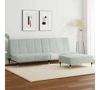 WHOPBXGAD Sofa Bed 2 Seater with Ottoman Velvet Light Gray Convertible Guest Bed for Living Room Bedroom Small Space Modern Furniture Comfortable