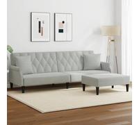 WHOPBXGAD Sofa Bed 2 Seater with Ottoman Velvet Light Gray Convertible Guest Bed Modern Living Room Furniture Comfortable Sleeper Couch with Adjustable Backrest