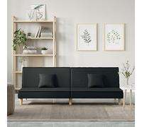 WHOPBXGAD Sofa Bed Convertible Black Fabric 2-in-1 Guest Bed with Adjustable Backrest, Thick Cushions, Sturdy Wood Frame for Living Room and Bedroom 200x89x70cm