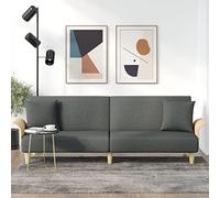 WHOPBXGAD Sofa Bed with Armrests Dark Gray Fabric Convertible Guest Bed Adjustable Backrest Comfortable Seating Living Room Bedroom Modern Furniture