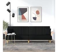 WHOPBXGAD Sofa Bed with Arms Black Fabric Convertible Couch Bed for Living Room Guest Room, Adjustable Backrest, Thick Padding, Durable Plywood Structure, 2 Decorative Cushions Included