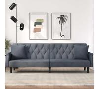 WHOPBXGAD Sofa Bed with Arms Dark Gray Velvet Convertible Sleeper Couch for Living Room Guest Room, Adjustable Backrest, Thick Padding, Wood Frame, Includes 2 Decorative Cushions