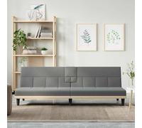 WHOPBXGAD Sofa Bed with Cup Holders Dark Gray Fabric 3 Position Adjustable Backrest USB Charging Station Foldable Table Guest Room Living Space Modern Furniture