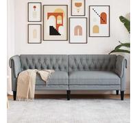 WHOPBXGAD Sofa Chesterfield 3 Seater Light Gray Fabric Upholstered Living Room Furniture with Thick Padding, Comfortable Seating for Relaxing, Reading, TV Watching, Durable Support Legs